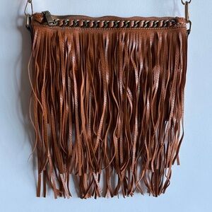 MMS Design Studio Brown Fringe Crossbody Bag
